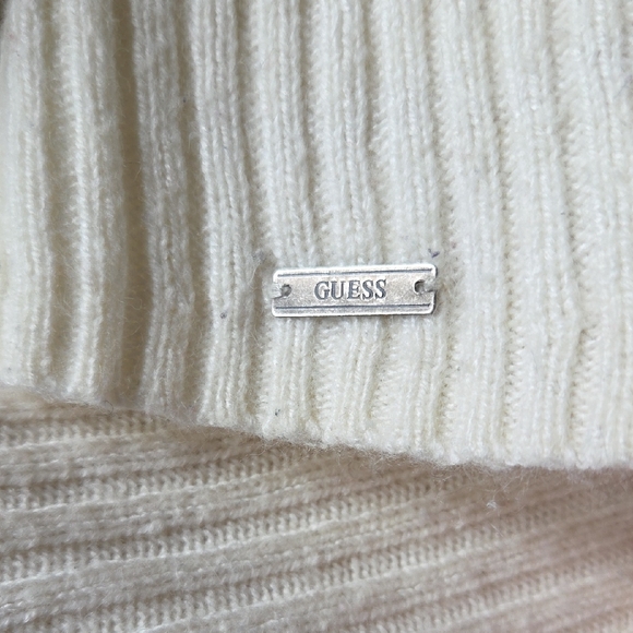 Guess Cream Rib Knit Open-Front Cardigan w Waterfall Cocoon Hem - Picture 5 of 7